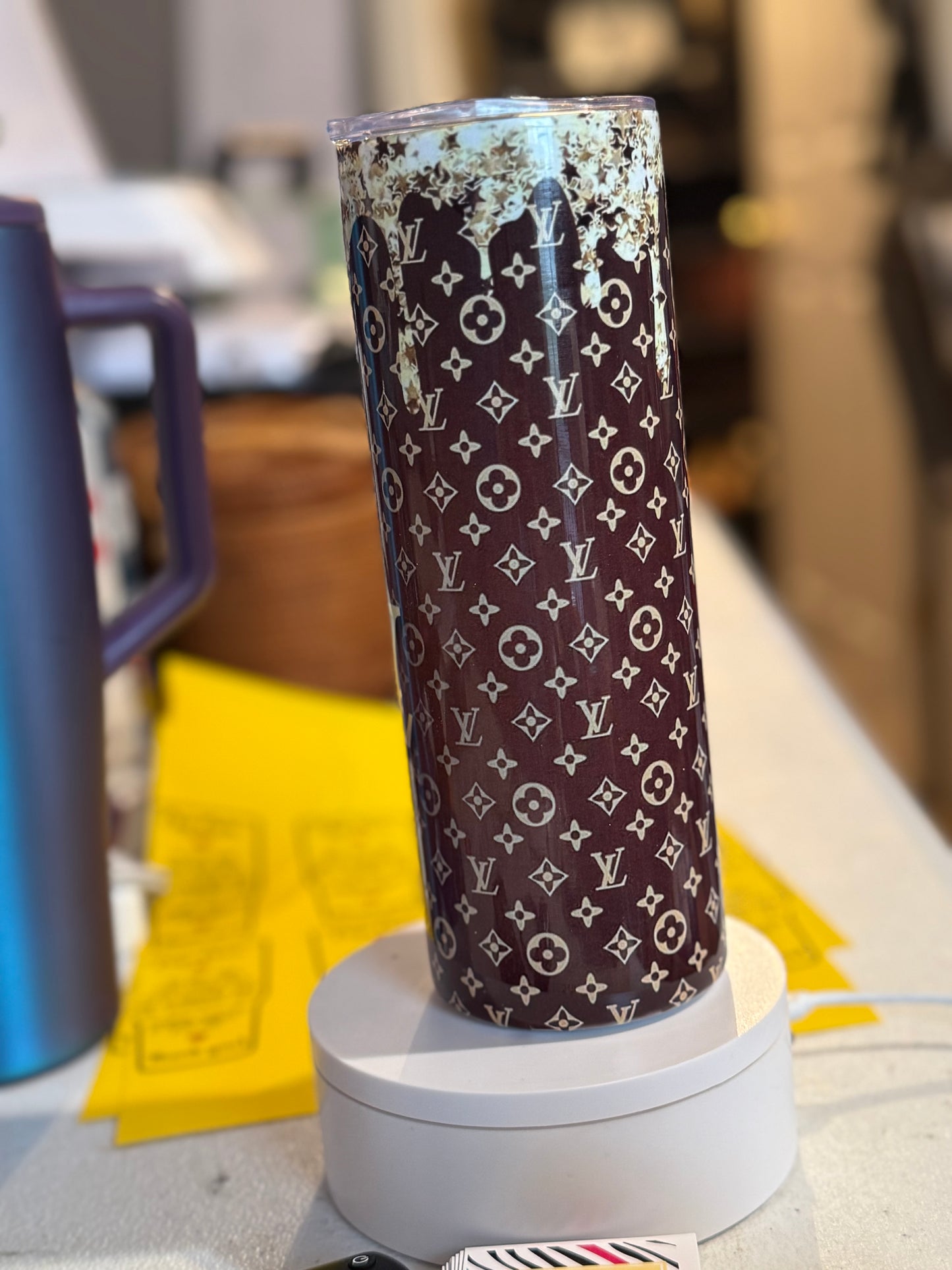 Brown and Gold LV inspired 20oz tumbler
