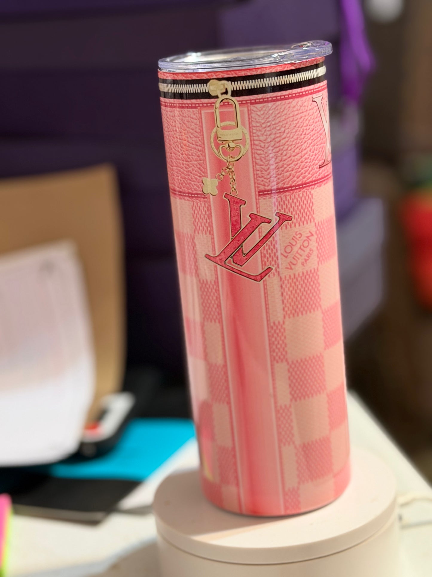 LV inspired pink 20oz tumbler
