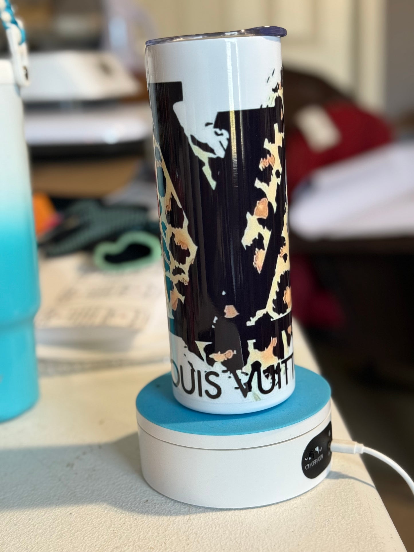 LV inspired with cheetah print 20oz tumbler