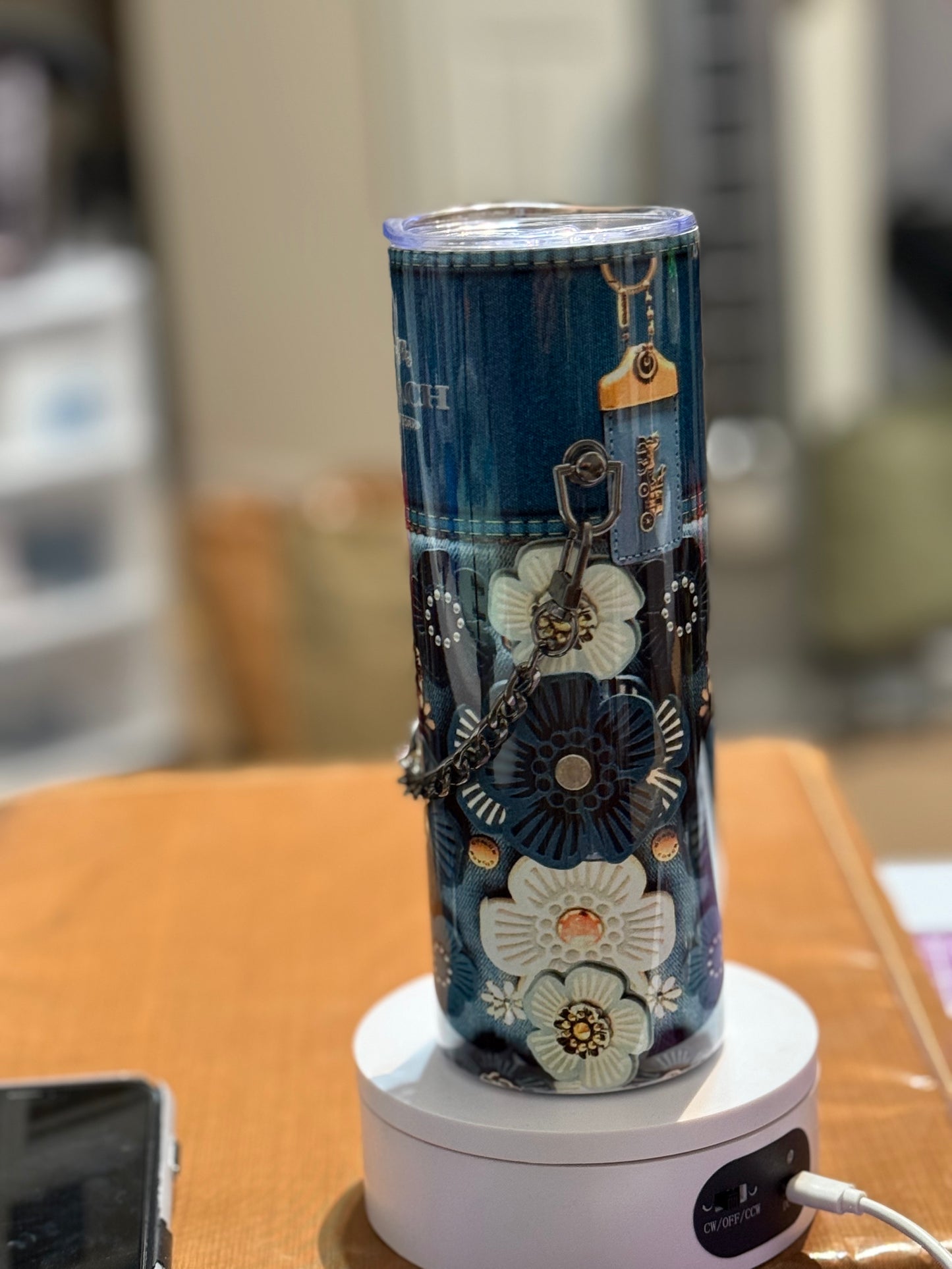 Coach inspired 20oz tumbler  w/ chain