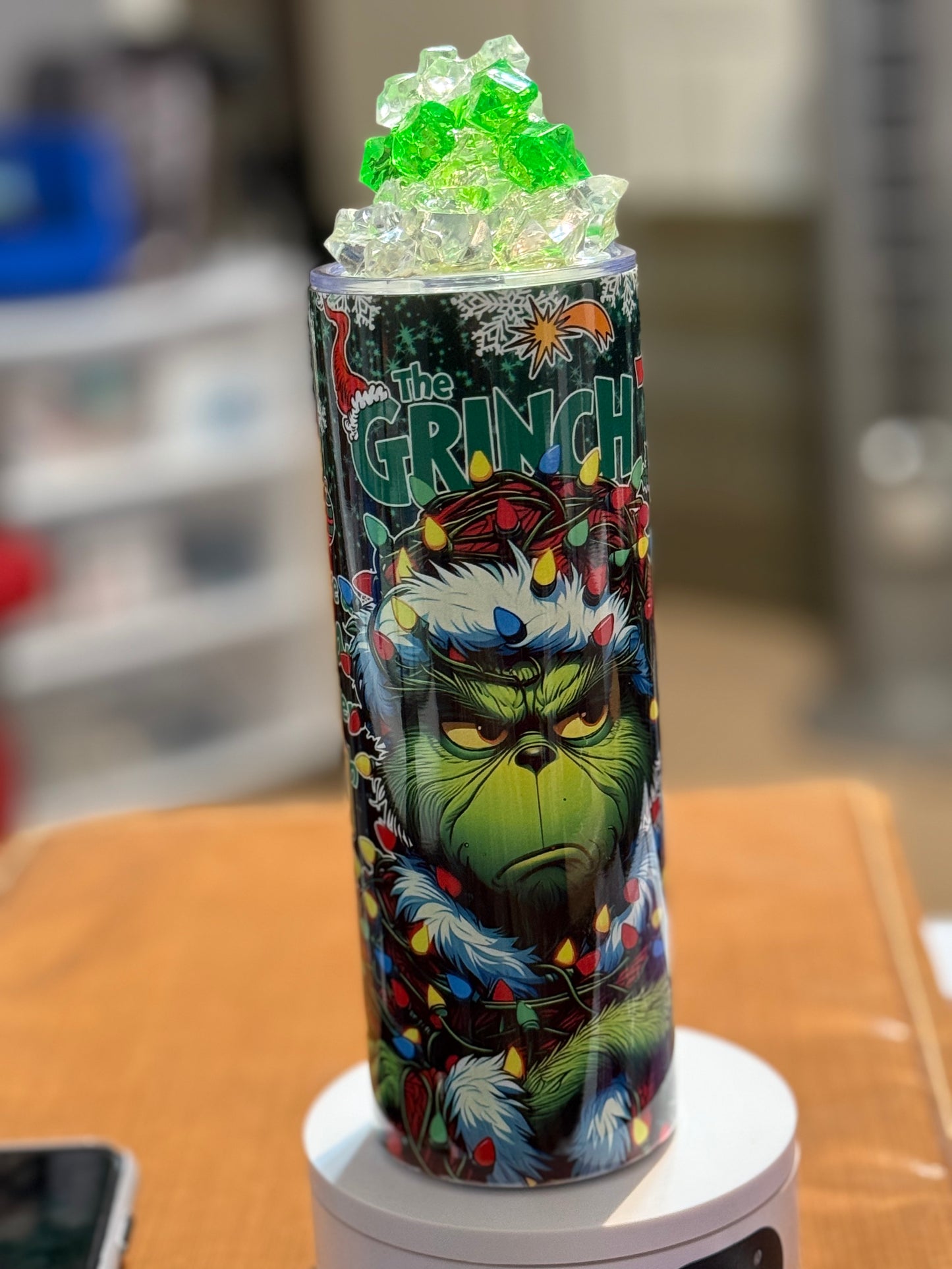 The Grinch 20oz tumbler w/ 3D topper