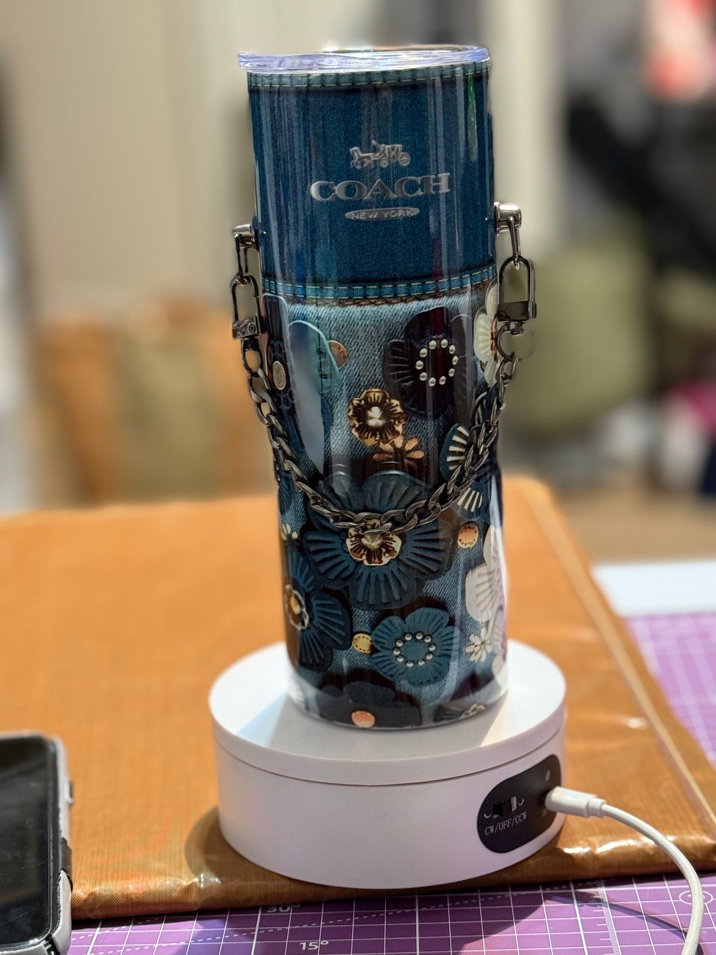 Coach inspired 20oz tumbler  w/ chain