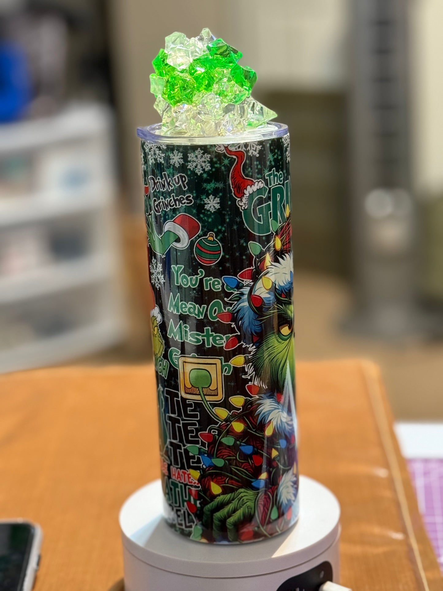 The Grinch 20oz tumbler w/ 3D topper