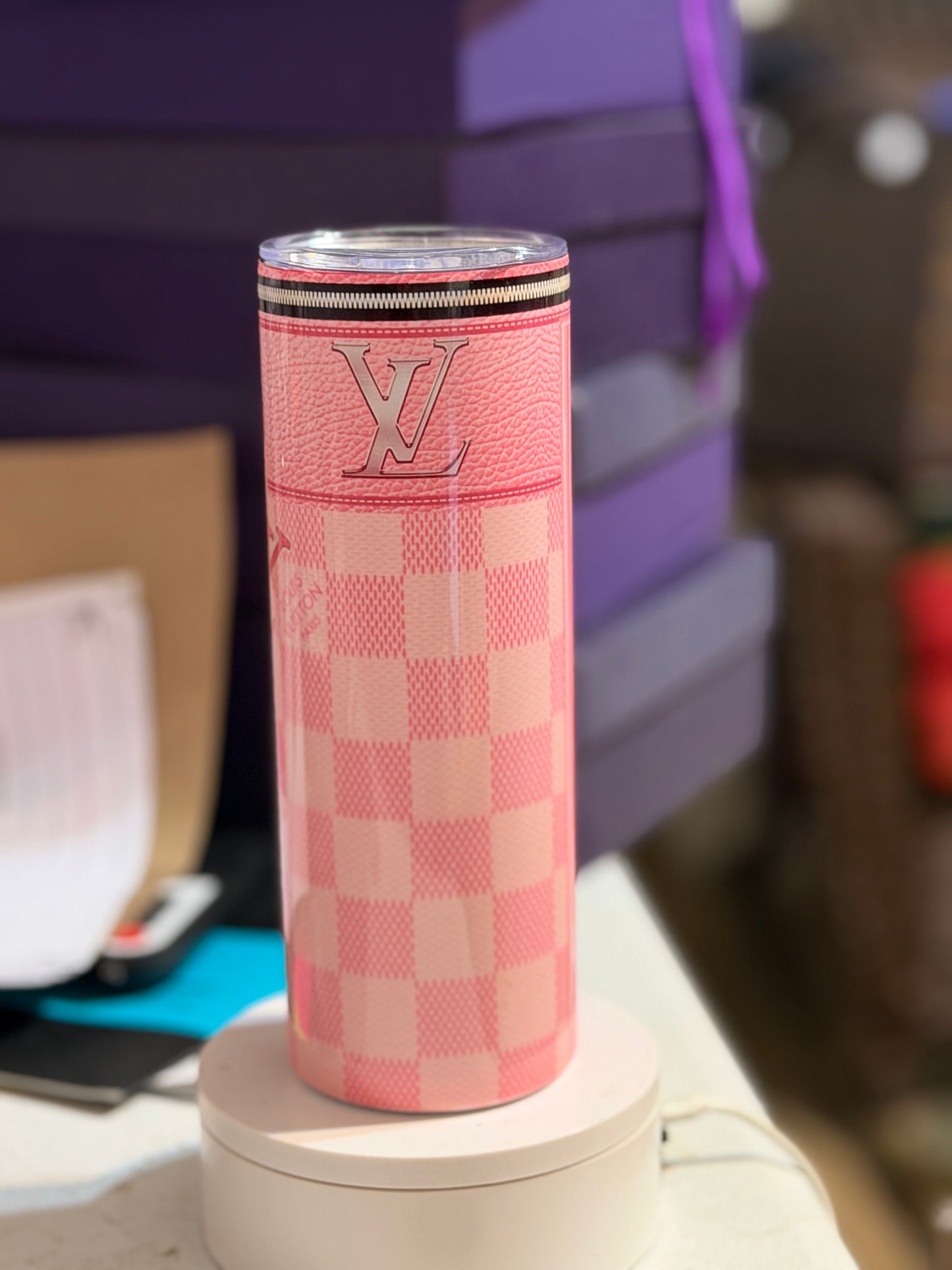LV inspired pink 20oz tumbler