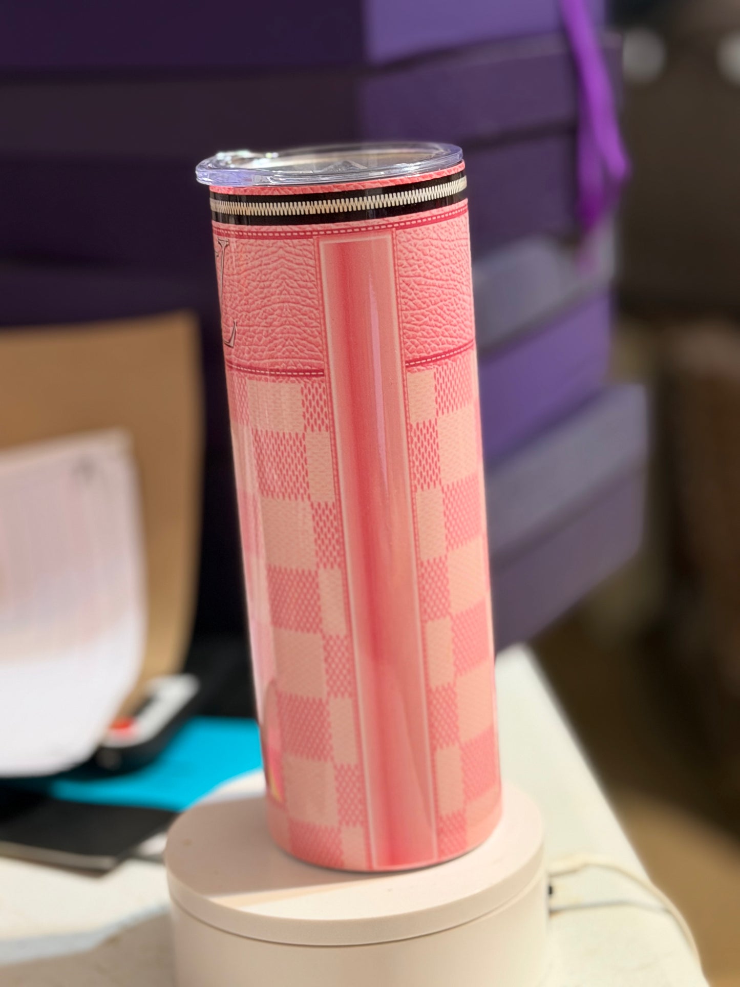 LV inspired pink 20oz tumbler