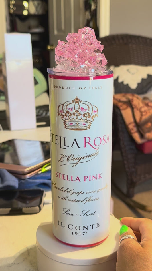 Stella Rose pink w/3D tumbler topper