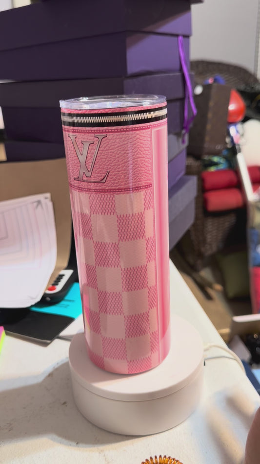 LV inspired pink 20oz tumbler