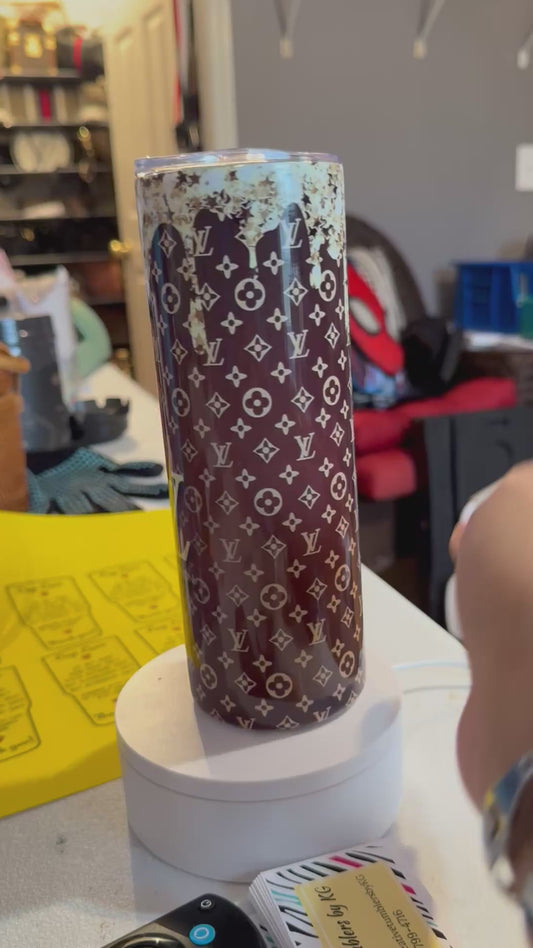 Brown and Gold LV inspired 20oz tumbler